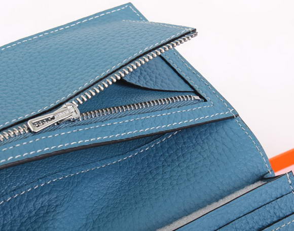 Cheap Fake Hermes Bearn Japonaise Bi-Fold A208 Blue - Click Image to Close